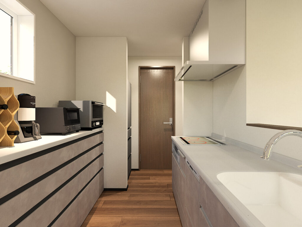 【Point３】買い物帰りがラクになる！玄関直結パントリー動線